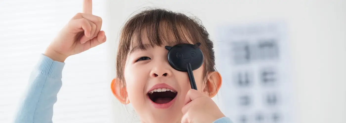 Child taking a vision test