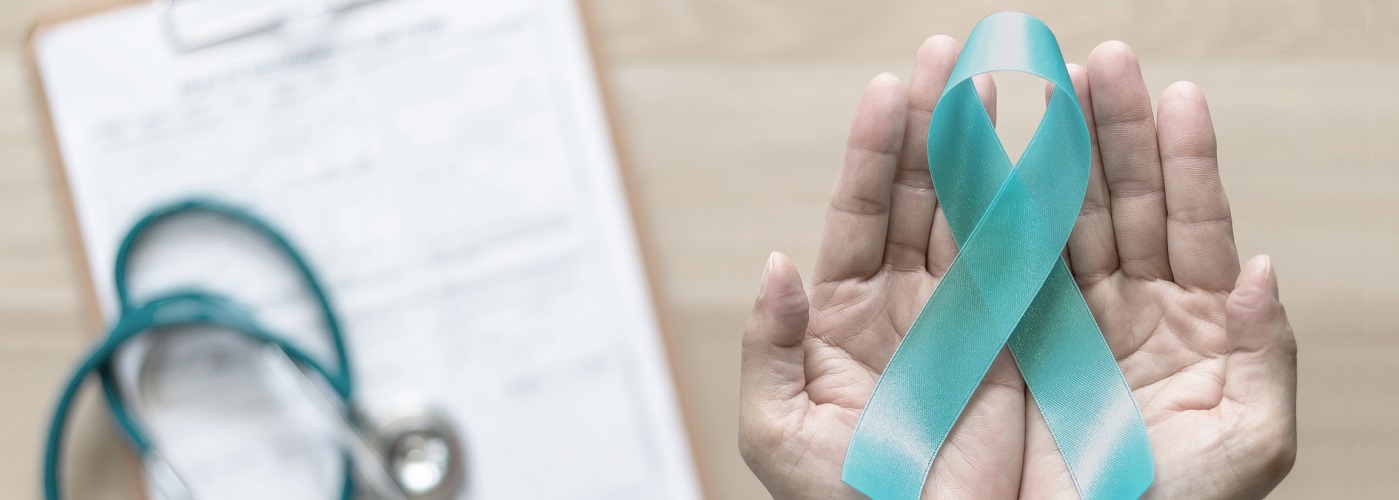 Teal ribbon for cervical cancer awareness